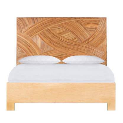 Swirl Rattan Queen Platform Bed, Natural