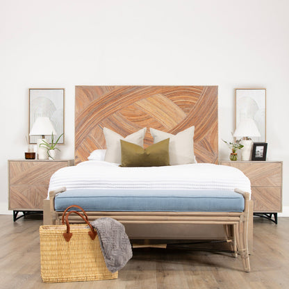 Swirl Rattan Queen Standard Bed, Natural
