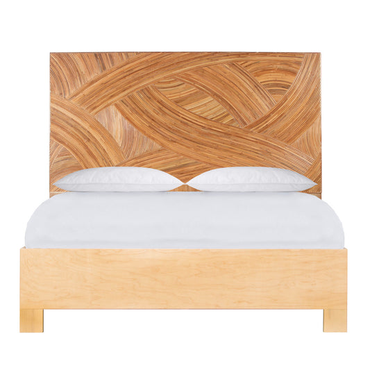 Swirl Rattan Queen Standard Bed, Natural