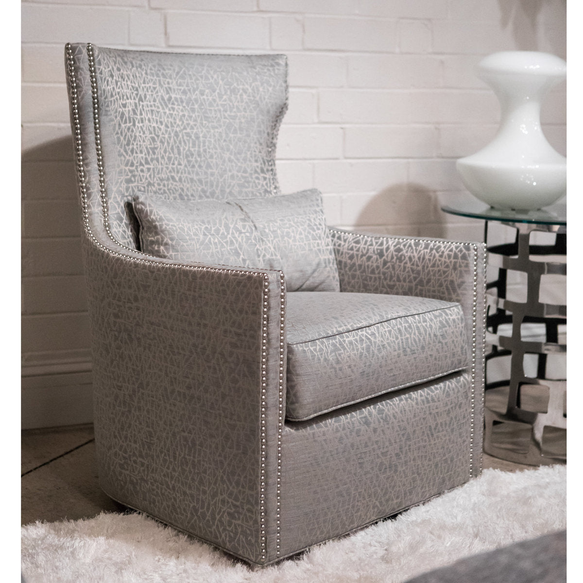 Swivel Wingback Chair Chair with Ottoman