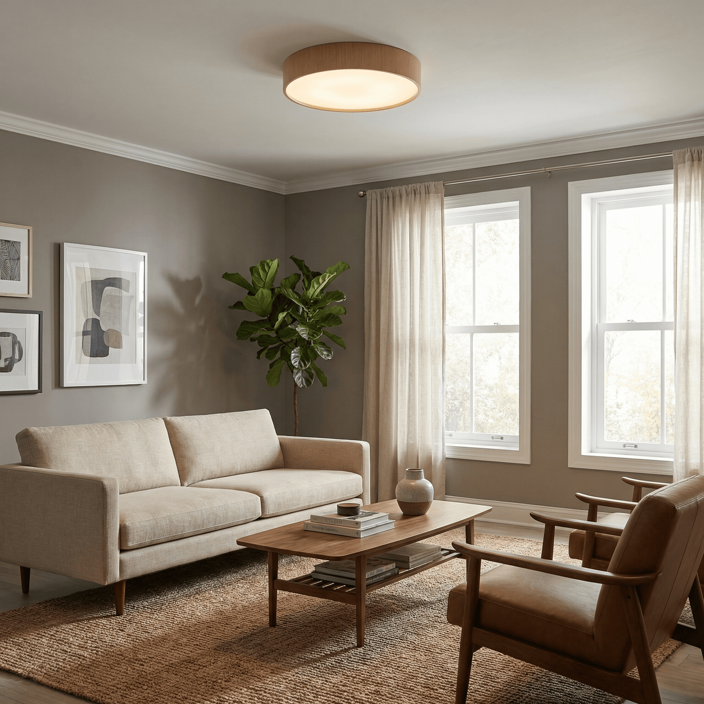 Sylva Minimalist Timber Ceiling Lamp