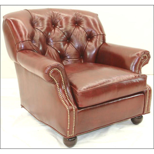 Tavern Leather Armchair Chair with Ottoman