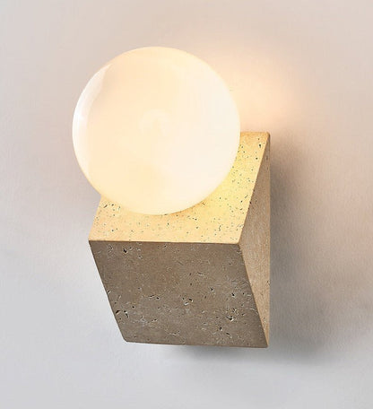 Tavian Orb Travertine Wall Lamp