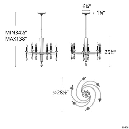 Tempest 6 Light Crystal Chandelier