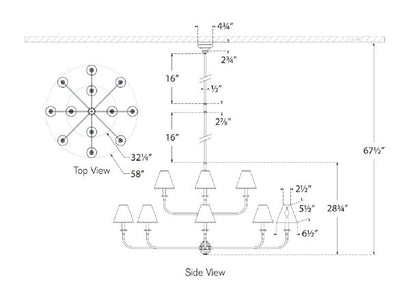 Thomas O'Brien Piaf Grande Two-Tier Chandelier