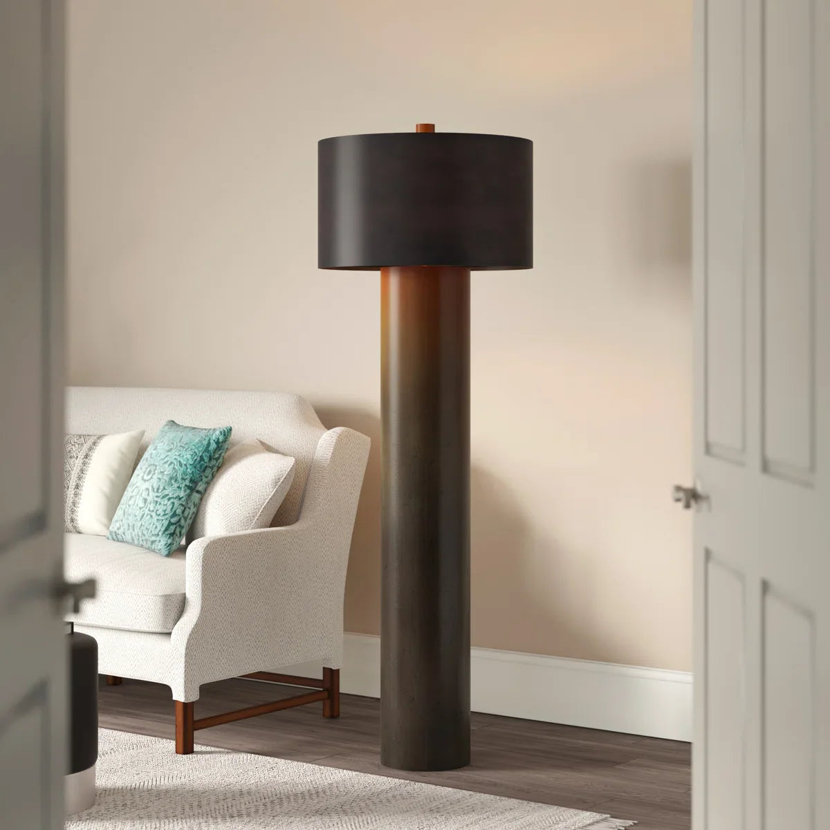 Tortoise Drum Floor Lamp