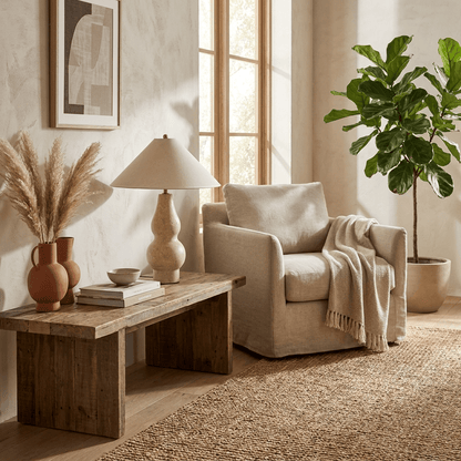 Tovelle Yellow Travertine Table Lamp