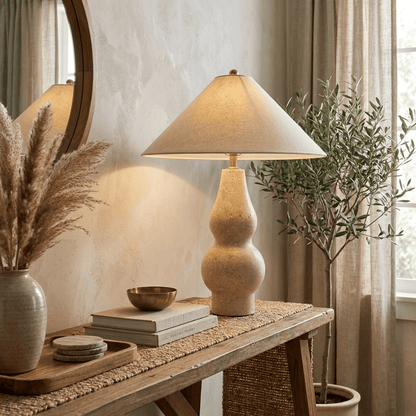 Tovelle Yellow Travertine Table Lamp