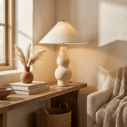 Tovelle Yellow Travertine Table Lamp