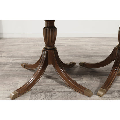 Traditional 12 Foot Double Pedestal Mahogany Dining Table For Seating 14 People