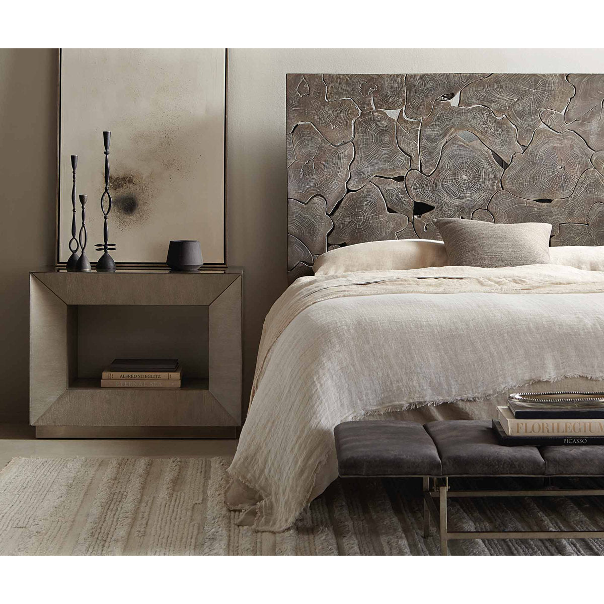 Trane 1 - Drawer Nightstand in Cerused Greige