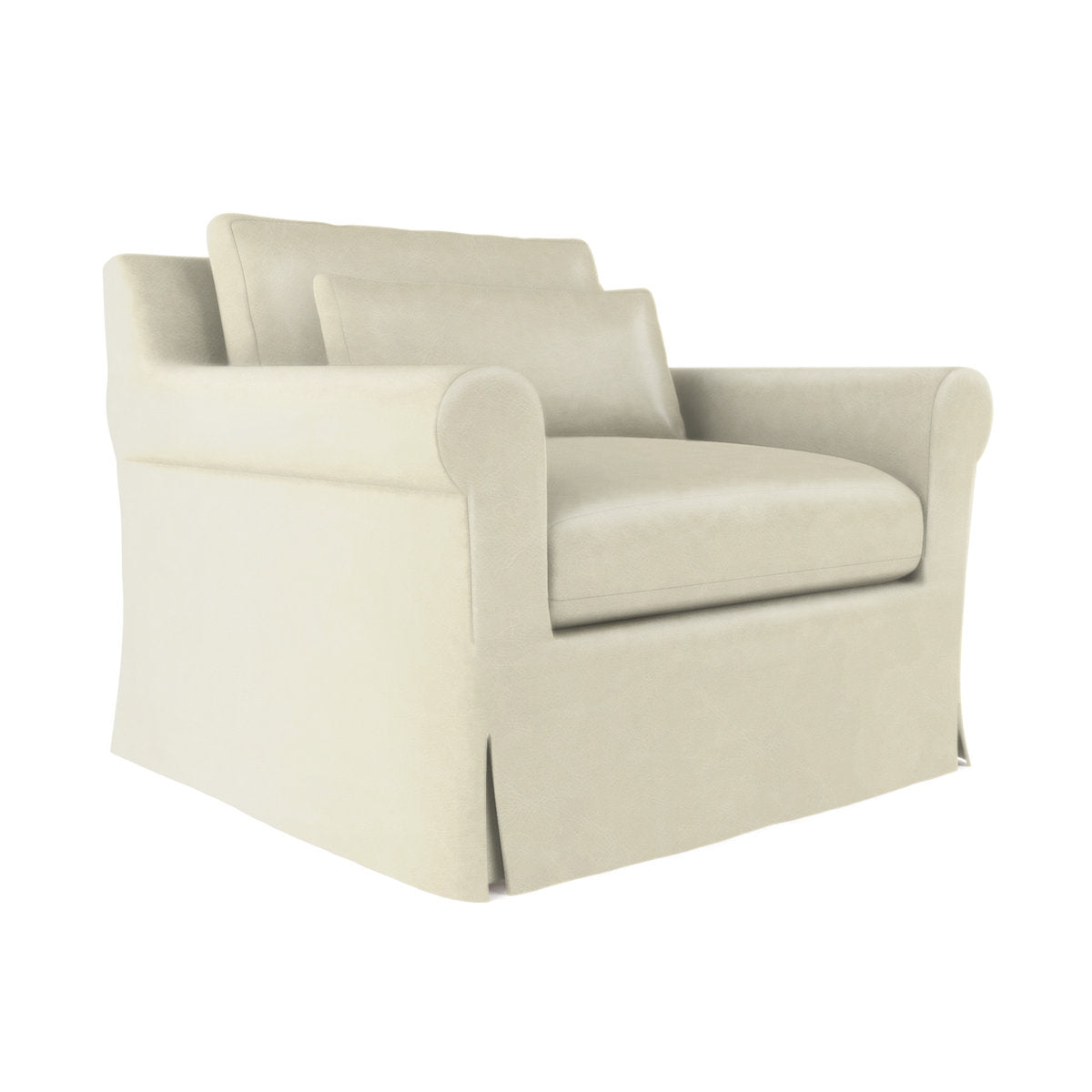 Transitional Skirted Chair Chair with Ottoman