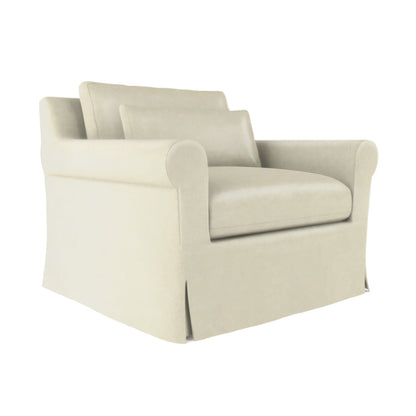 Transitional Skirted Chair Chair with Ottoman