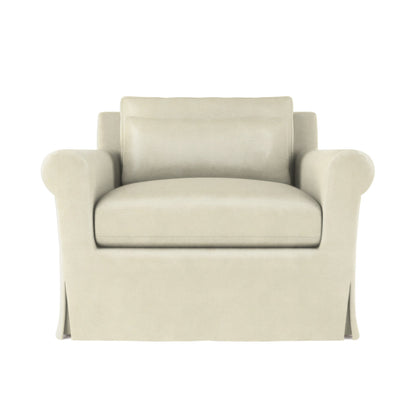 Transitional Skirted Chair Chair with Ottoman