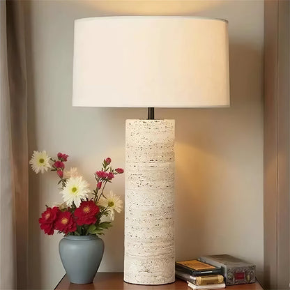 Travertine Column Table Lamp