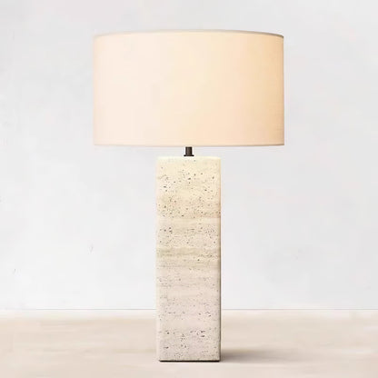 Travertine Column Table Lamp