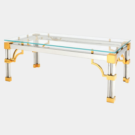 Tri-Column Glass Cocktail Table