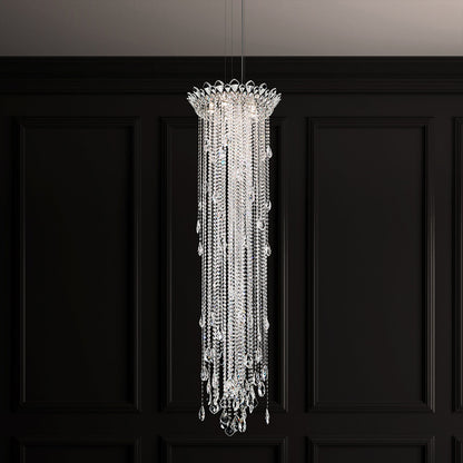 Trilliane Strands 5 Light 21in x 72in Chandelier in Polished Stainless Steel with Clear Heritage Handcut Crystals