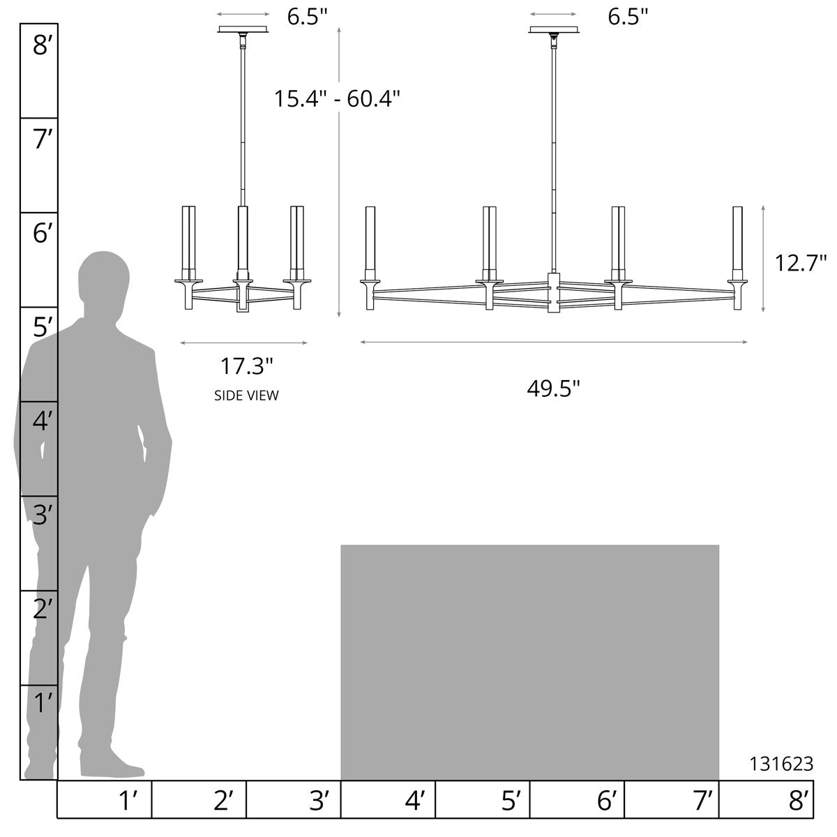 Truss 6-Arm Linear Chandelier