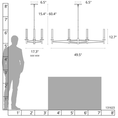 Truss 6-Arm Linear Chandelier