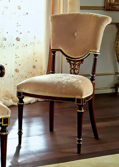Tufted Muslin Upholstered Side Chair in Brown
