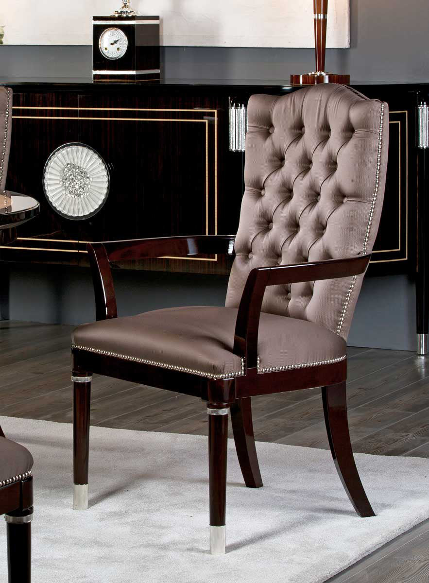 Tufted Upholstered Arm Chair in Brown