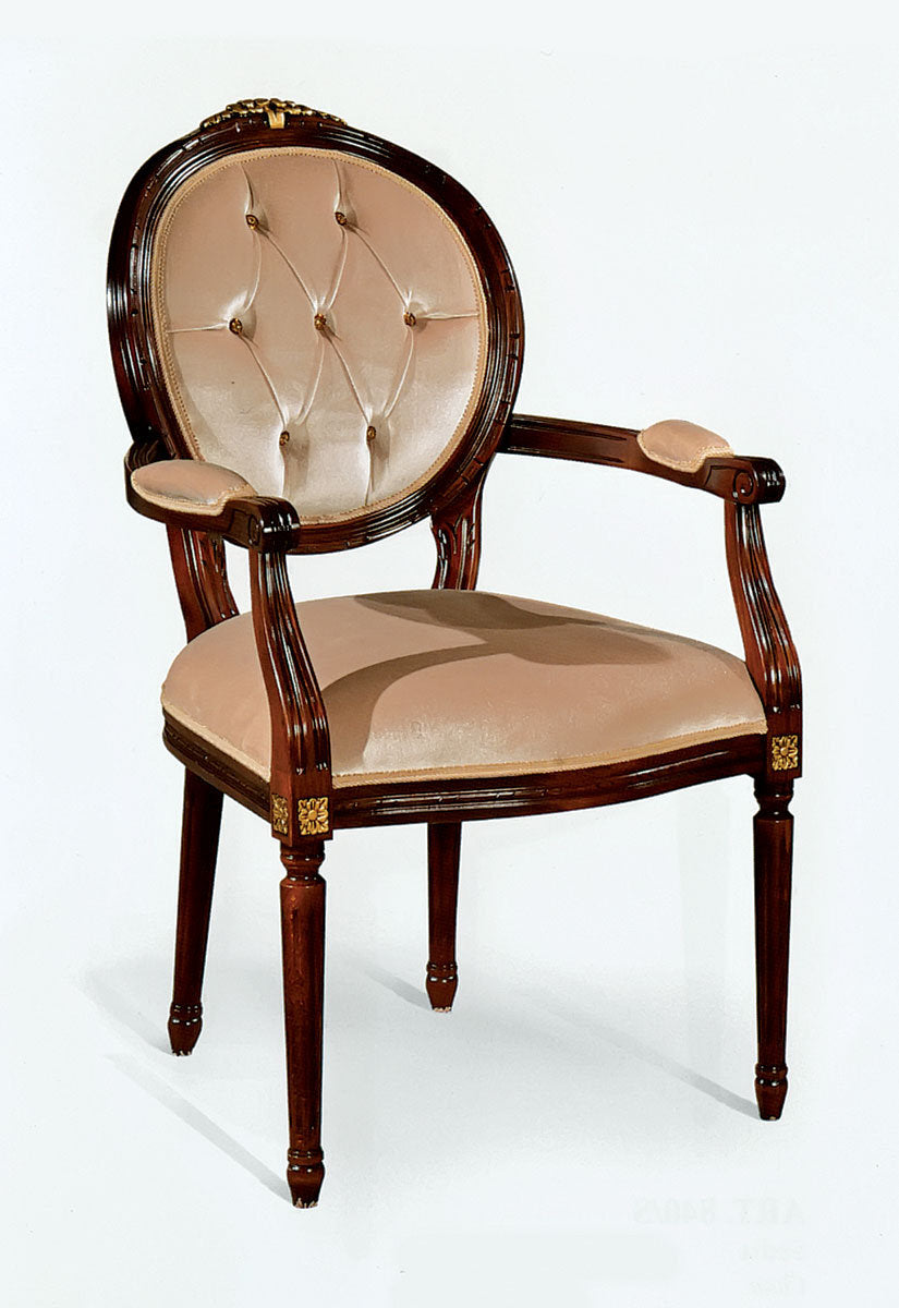 Tufted Upholstered Arm Chair in Cream