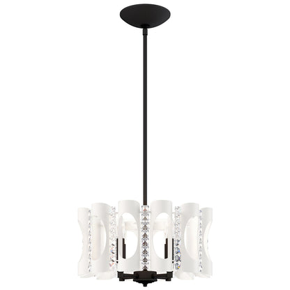 Twilight 4 Light 18in x 8.5in Pendant in White with Clear Optic Crystals