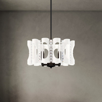 Twilight 4 Light 18in x 8.5in Pendant in White with Clear Optic Crystals