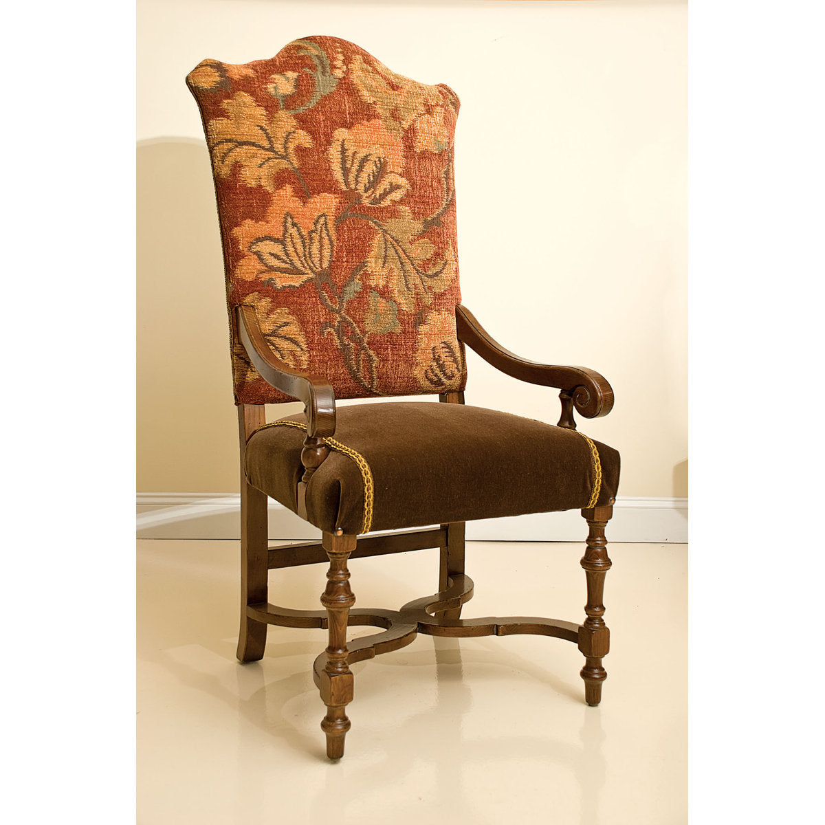 Upholstered Arm Chair in Brown/Rust