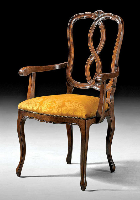 Upholstered Arm Chair in Gold/Brown