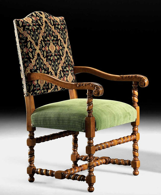 Upholstered Arm Chair in Green/Black