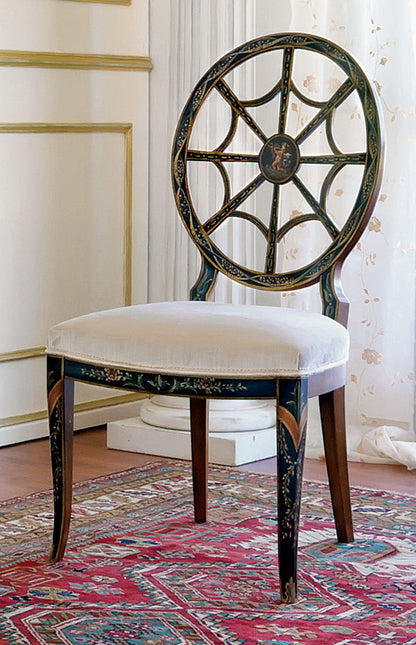 Upholstered Side Chair in White/Brown