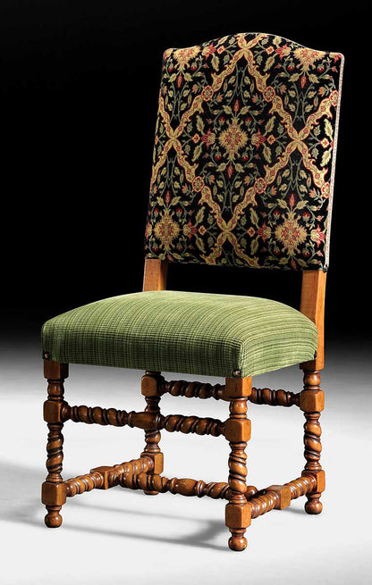 Upholstered Solid Wood Side Chair in Green