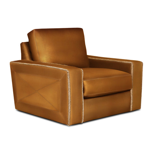 Uptown Cowboy Leather Swivel Club Chair Chair with Ottoman