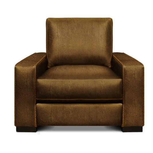 Urban Cowboy Leather Club Chair Chair with Ottoman