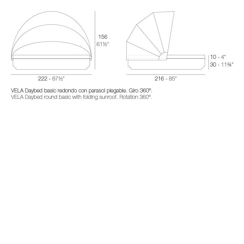 Vela - Basic Daybed with Folding Canopy - 87.5"x85" - Basic