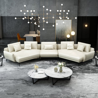 Venere Collection 159'' Genuine Leather Symmetrical Modular Sofa & Chaise