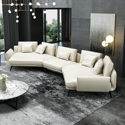 Venere Collection 159'' Genuine Leather Symmetrical Modular Sofa & Chaise