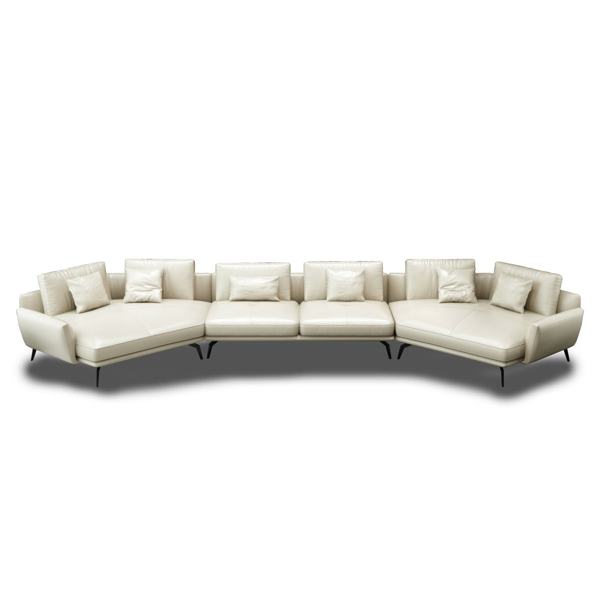 Venere Collection 193'' Genuine Leather Symmetrical Modular Sofa & Chaise