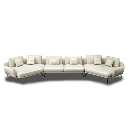 Venere Collection 193'' Genuine Leather Symmetrical Modular Sofa & Chaise