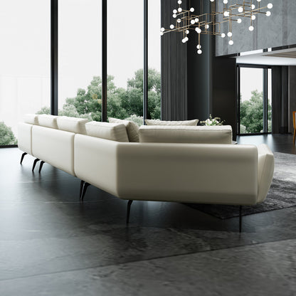 Venere Collection 193'' Genuine Leather Symmetrical Modular Sofa & Chaise