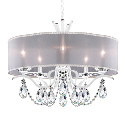 Vesca 5 Light 24in x 20in Chandelier with Gold Drum Shade in White with Clear Radiance Crystal
