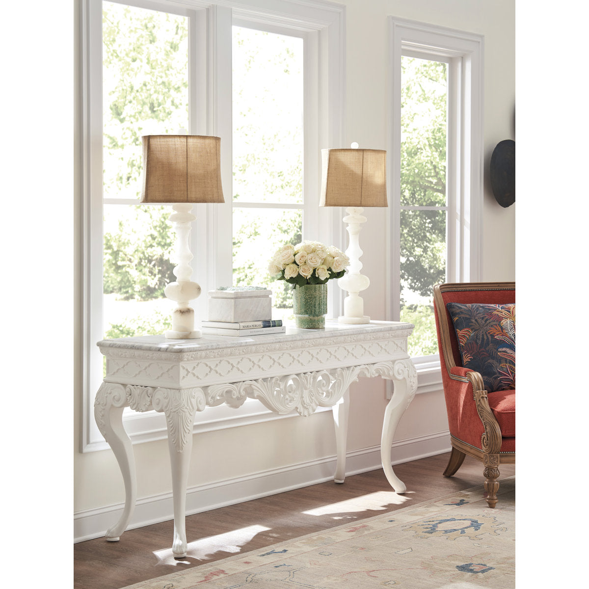 Villa Blanca 71.5'' W Marble Console Table
