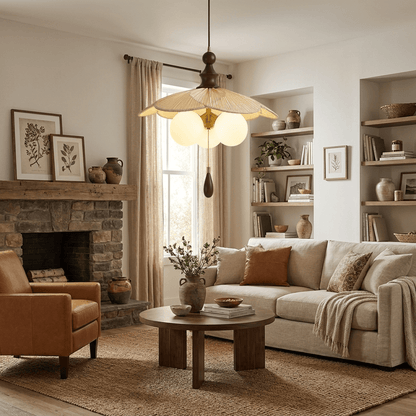 Vintage Pleated Petal Pendant Light