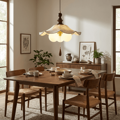 Vintage Scalloped Floral Pendant Light
