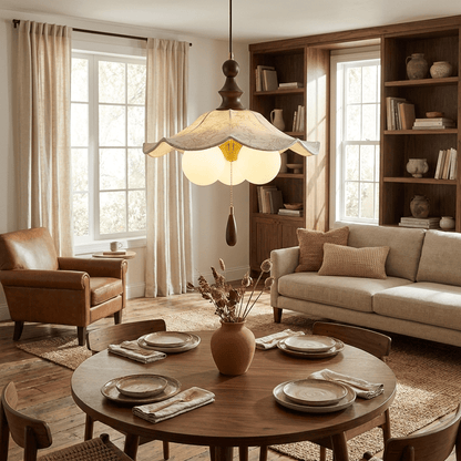 Vintage Scalloped Floral Pendant Light