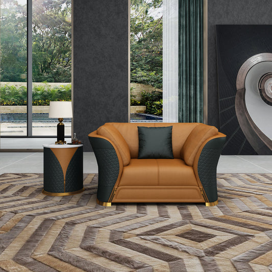 Vogue Chair Cognac Dark Charcoal Gray Italian Leather