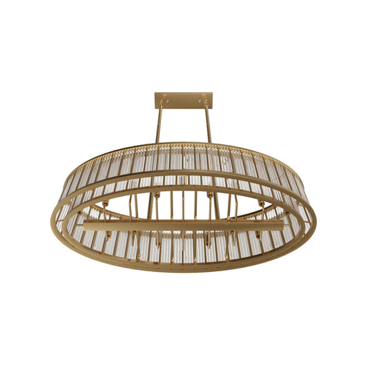 Waldorf Metal And Glass Rod Oval Chandelier