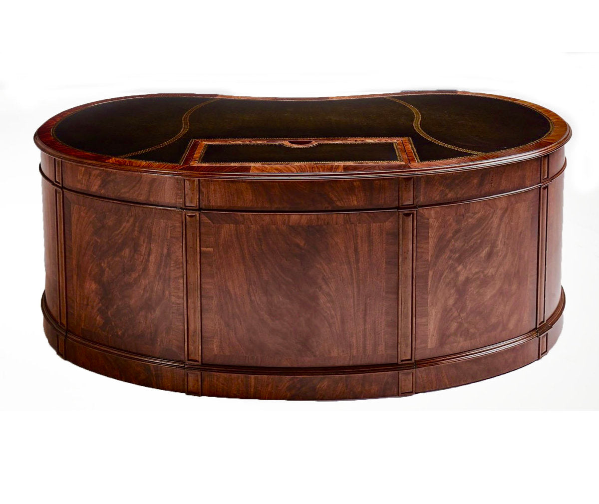 Walnut Kidney Shaped Desk With Leather Top
